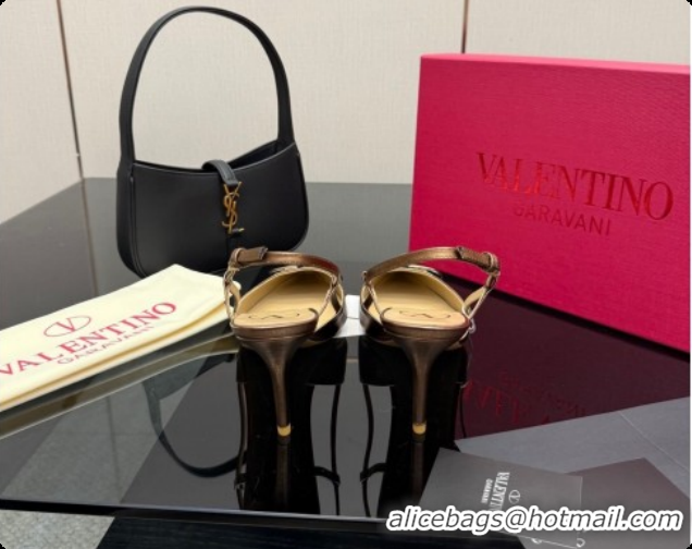 Popular Style Valentino VLogo Signature Slingbacks Pump 8.5cm in Calfskin Leather Bronze 1215088