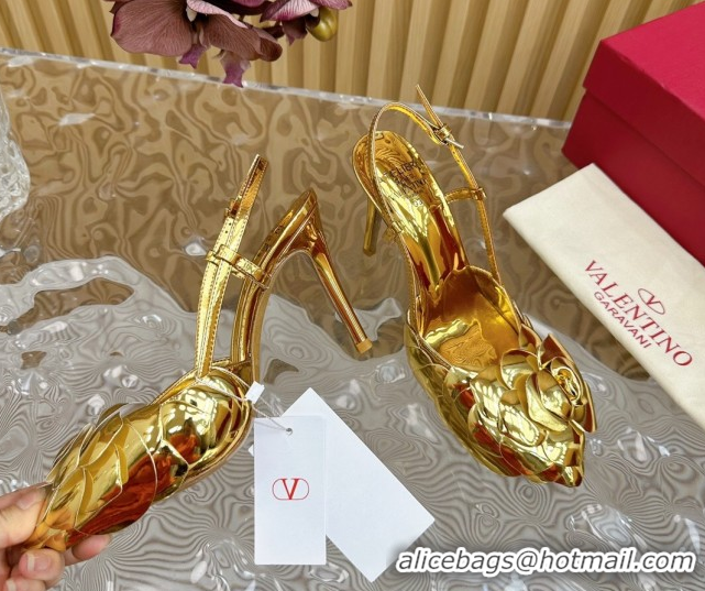 Purchase Valentino Calfskin Leather Slingbacks Pump 9.5cm with Rose Blossom Gold 2025 VLTN121504 1215092