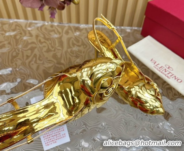 Best Product Valentino Calfskin Leather Slingbacks Pump 7.5cm with Rose Blossom Gold VLTN121504 1215093