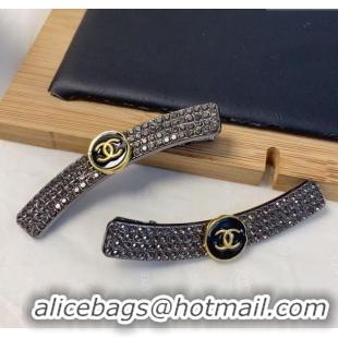 Top Quality Chanel Strass Hair Clip 0723 Black 2025 (Pair)