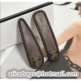 Big Discount Chanel Vintage Hair Clip 0723 Brown 2025 (Pair)