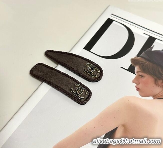 Big Discount Chanel Vintage Hair Clip 0723 Brown 2025 (Pair)