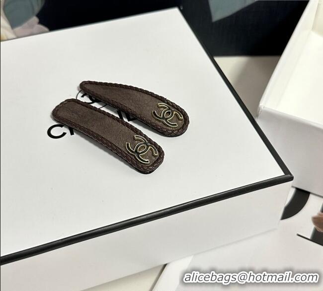 Big Discount Chanel Vintage Hair Clip 0723 Brown 2025 (Pair)