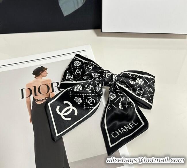 Grade Discount Chanel Camellia Bow Hair Clip 0723 Black 2025