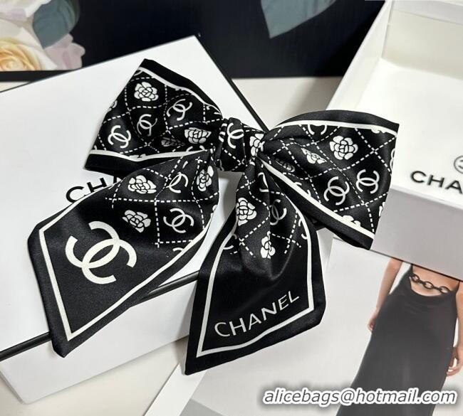 Grade Discount Chanel Camellia Bow Hair Clip 0723 Black 2025