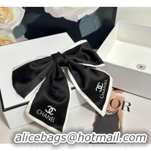 Luxury Discount Chanel Logo Bow Hair Clip 0723 Black 2025