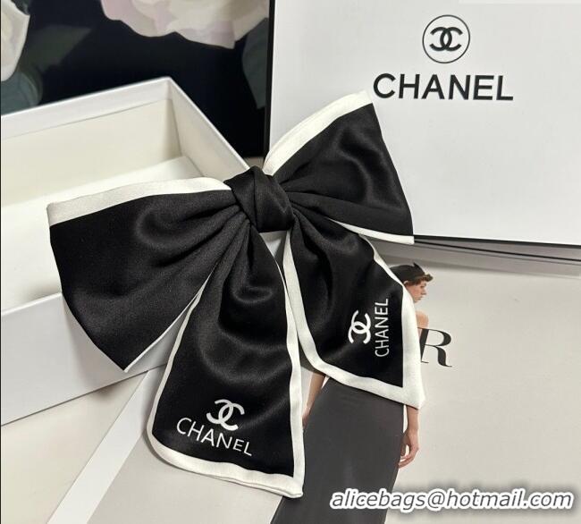 Luxury Discount Chanel Logo Bow Hair Clip 0723 Black 2025