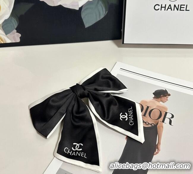 Luxury Discount Chanel Logo Bow Hair Clip 0723 Black 2025