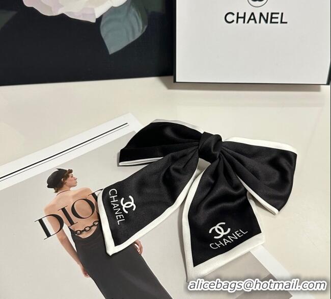 Luxury Discount Chanel Logo Bow Hair Clip 0723 Black 2025