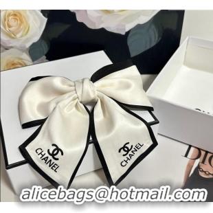 Luxury Discount Chanel Logo Bow Hair Clip 0723 White 2025
