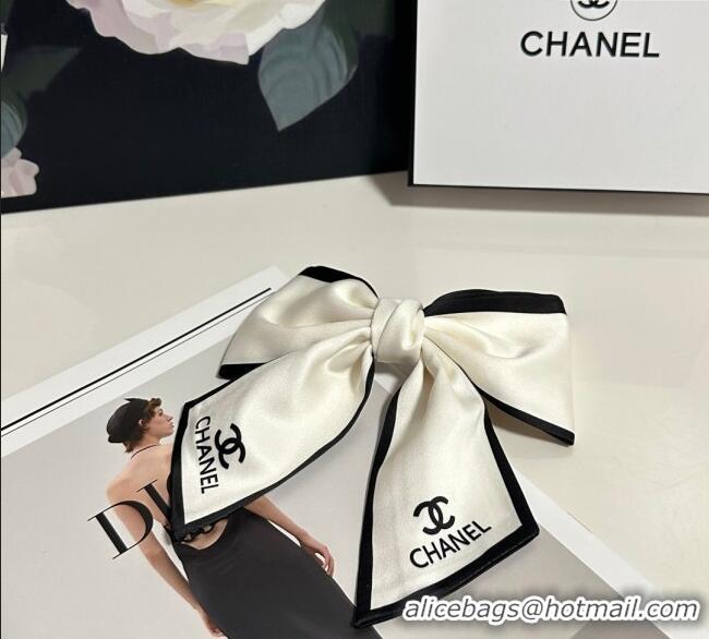 Luxury Discount Chanel Logo Bow Hair Clip 0723 White 2025
