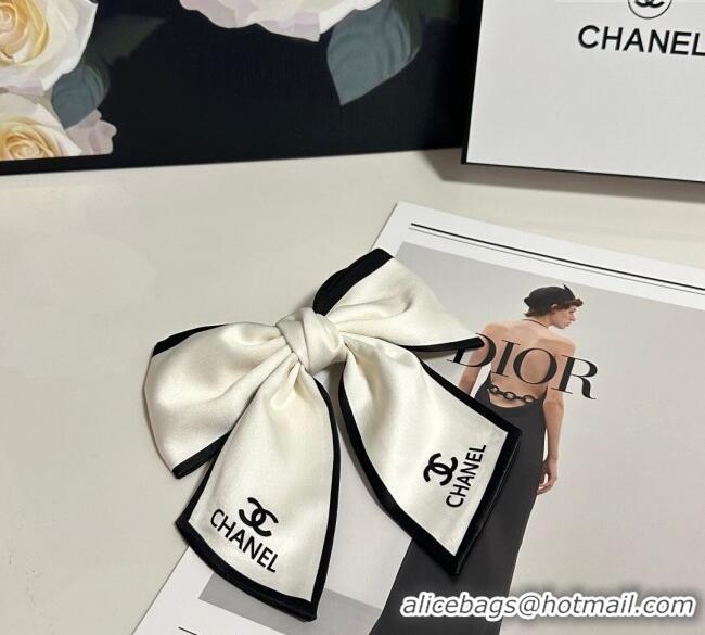 Luxury Discount Chanel Logo Bow Hair Clip 0723 White 2025