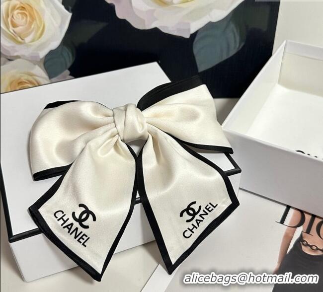 Luxury Discount Chanel Logo Bow Hair Clip 0723 White 2025