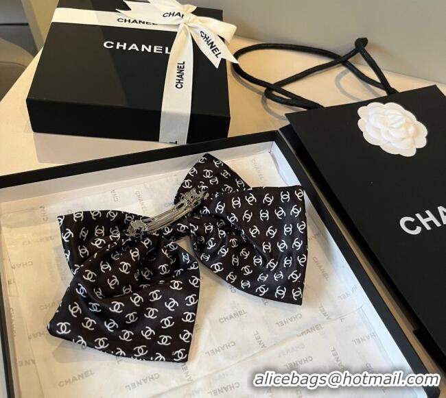 Good Product Chanel CC Allover Bow Hair Clip 0723 Black 2025