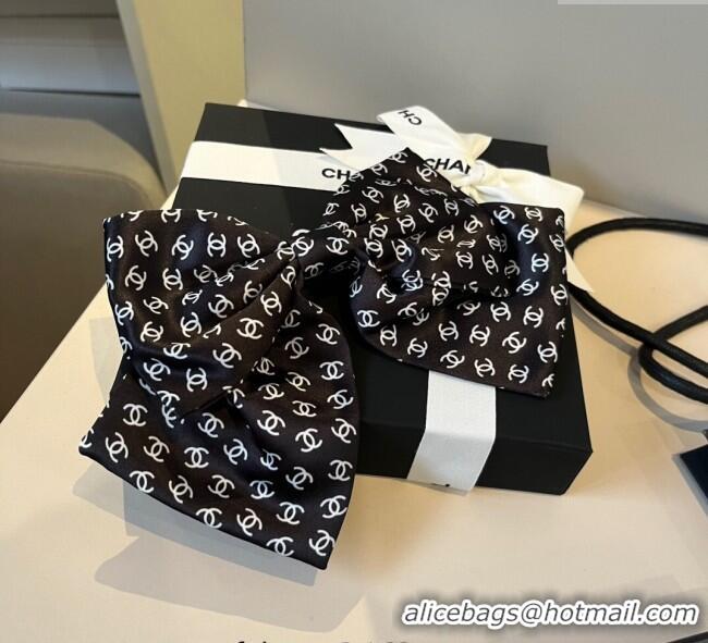 Good Product Chanel CC Allover Bow Hair Clip 0723 Black 2025