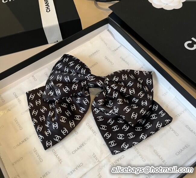 Good Product Chanel CC Allover Bow Hair Clip 0723 Black 2025
