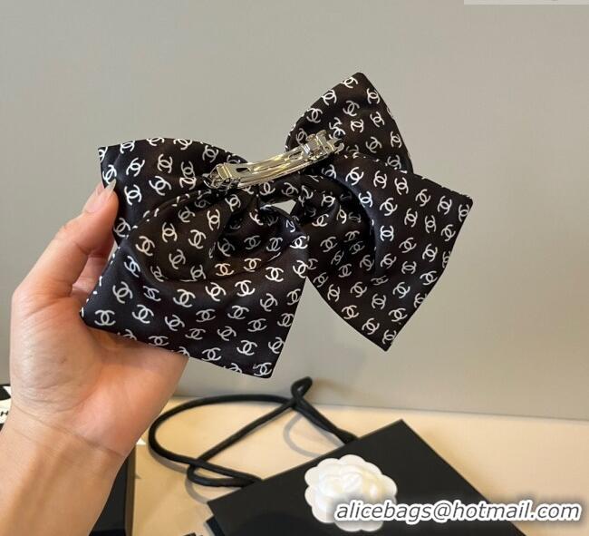 Good Product Chanel CC Allover Bow Hair Clip 0723 Black 2025
