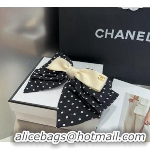 Trendy Design Chanel Dotted Bow Hair Clip 0723 Black/Beige 2025