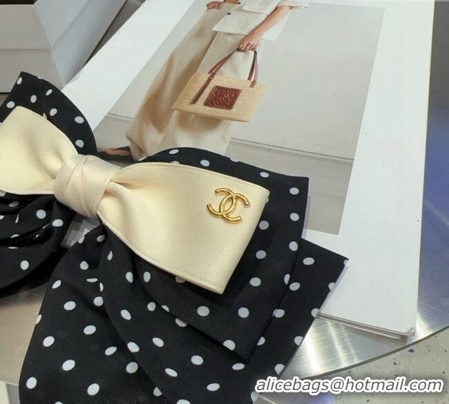 Trendy Design Chanel Dotted Bow Hair Clip 0723 Black/Beige 2025
