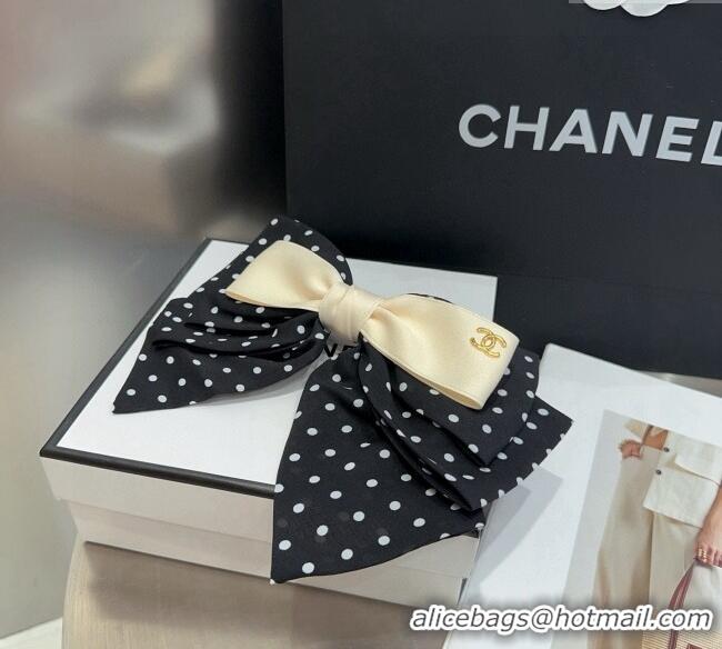 Trendy Design Chanel Dotted Bow Hair Clip 0723 Black/Beige 2025