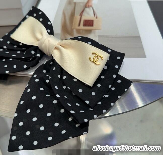 Trendy Design Chanel Dotted Bow Hair Clip 0723 Black/Beige 2025
