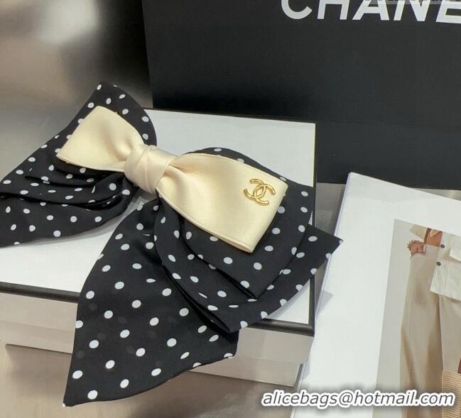 Trendy Design Chanel Dotted Bow Hair Clip 0723 Black/Beige 2025