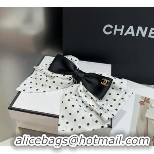 Low Cost Chanel Dotted Bow Hair Clip 0723 White/Black 2025