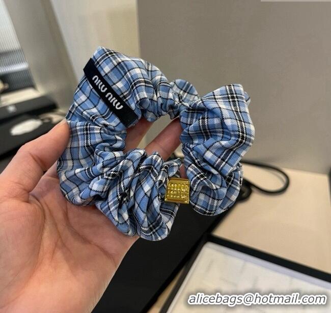 Luxury Cheap Miu Miu Plaid Hairring 0723 Blue 2025