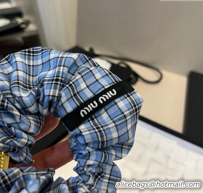 Luxury Cheap Miu Miu Plaid Hairring 0723 Blue 2025