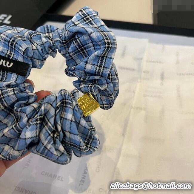 Luxury Cheap Miu Miu Plaid Hairring 0723 Blue 2025