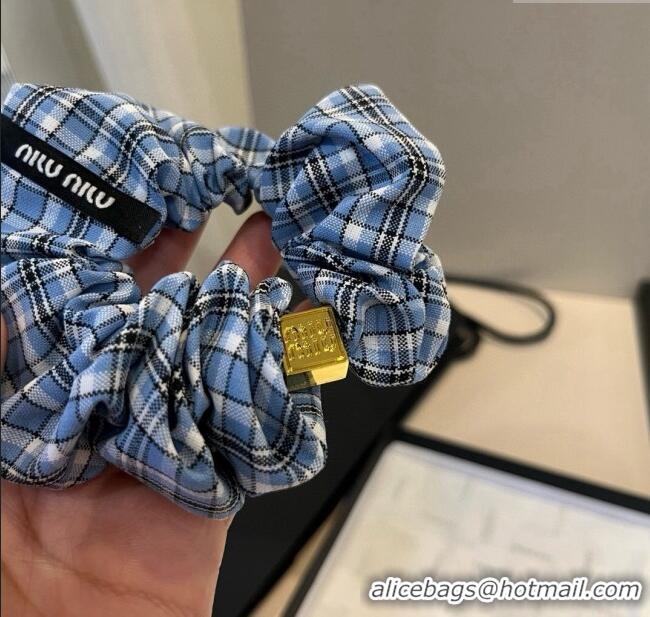 Luxury Cheap Miu Miu Plaid Hairring 0723 Blue 2025