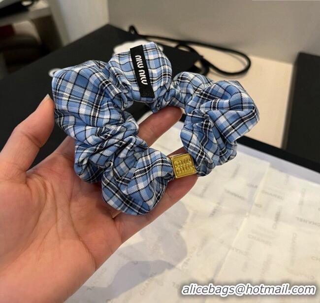 Luxury Cheap Miu Miu Plaid Hairring 0723 Blue 2025
