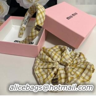 New Fashion Miu Miu Plaid Hairring and Hair Clip Set 3126 Yellow 2025