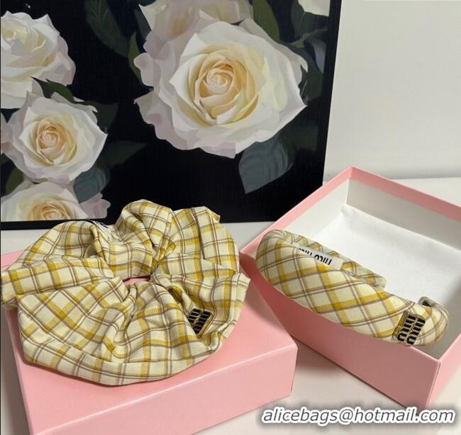 New Fashion Miu Miu Plaid Hairring and Hair Clip Set 3126 Yellow 2025