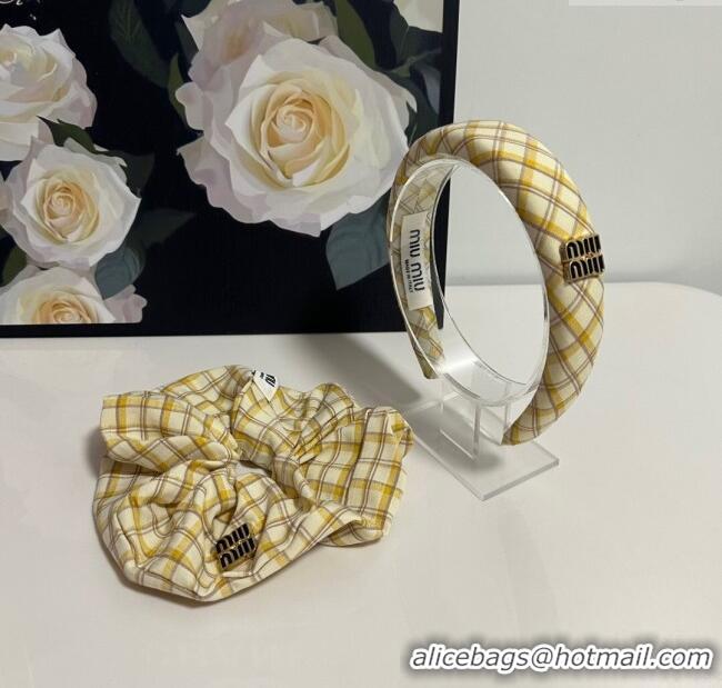 New Fashion Miu Miu Plaid Hairring and Hair Clip Set 3126 Yellow 2025