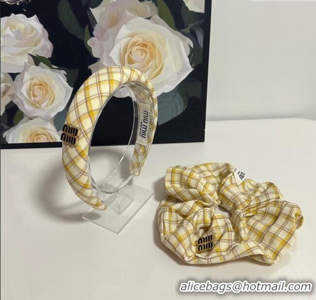 New Fashion Miu Miu Plaid Hairring and Hair Clip Set 3126 Yellow 2025
