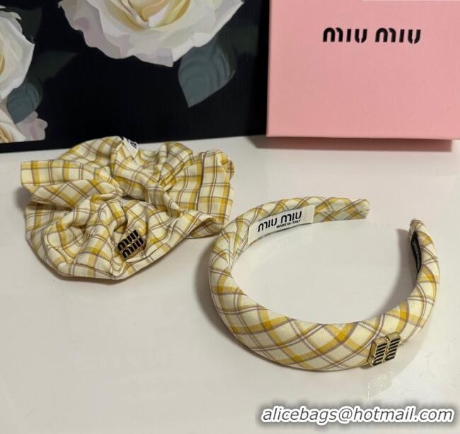 New Fashion Miu Miu Plaid Hairring and Hair Clip Set 3126 Yellow 2025