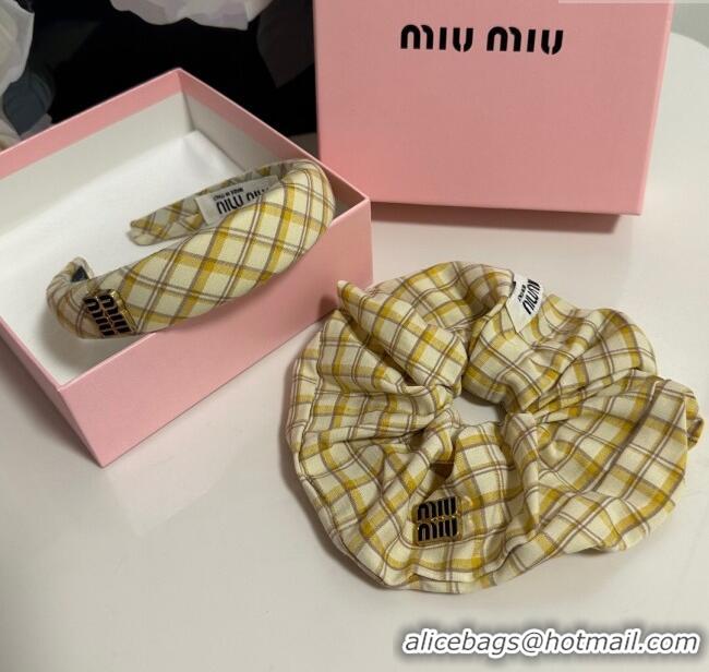 New Fashion Miu Miu Plaid Hairring and Hair Clip Set 3126 Yellow 2025