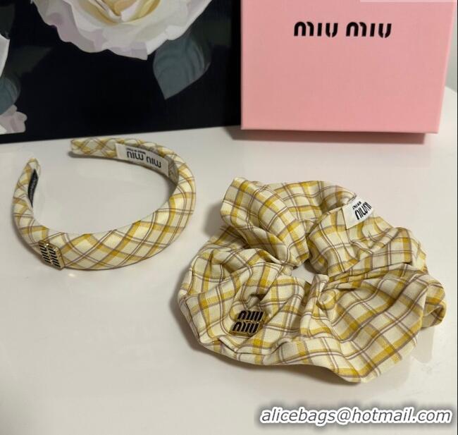 New Fashion Miu Miu Plaid Hairring and Hair Clip Set 3126 Yellow 2025
