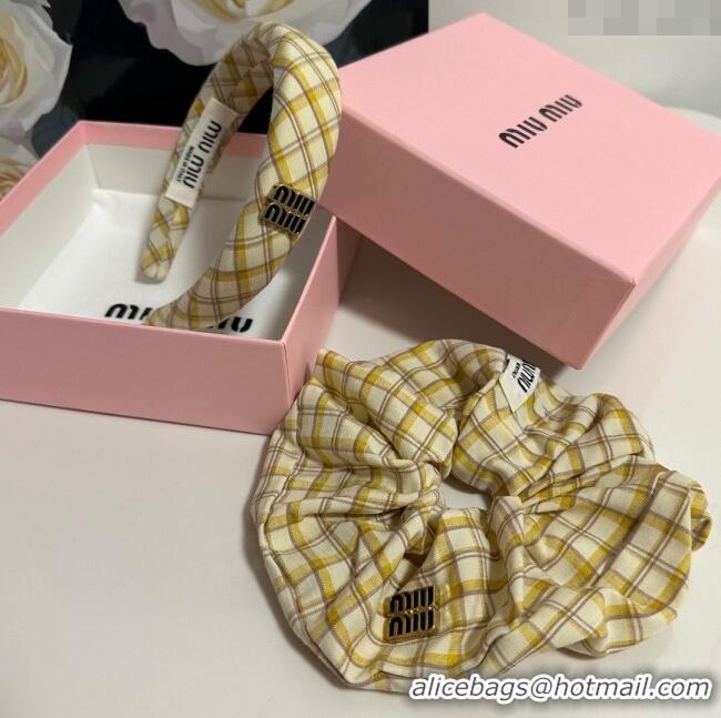 New Fashion Miu Miu Plaid Hairring and Hair Clip Set 3126 Yellow 2025