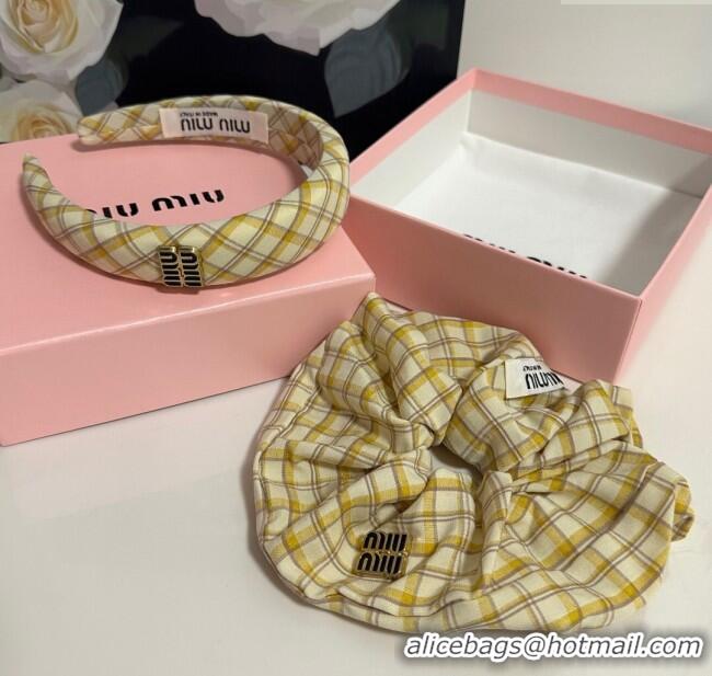 New Fashion Miu Miu Plaid Hairring and Hair Clip Set 3126 Yellow 2025