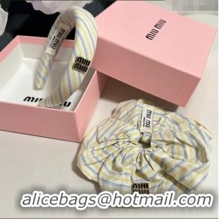 Super Quality Miu Miu Striped Hairring and Hair Clip Set 3126 White 2025