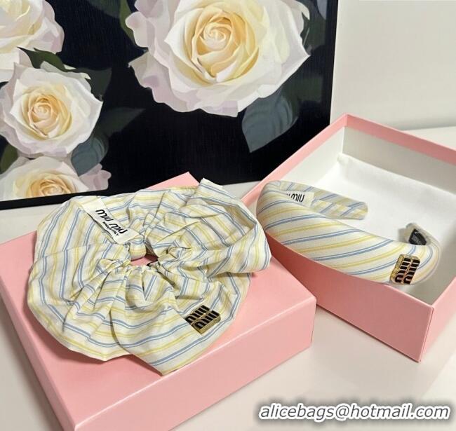 Super Quality Miu Miu Striped Hairring and Hair Clip Set 3126 White 2025