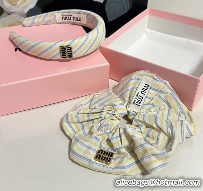 Super Quality Miu Miu Striped Hairring and Hair Clip Set 3126 White 2025