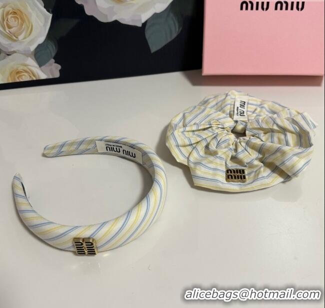 Super Quality Miu Miu Striped Hairring and Hair Clip Set 3126 White 2025
