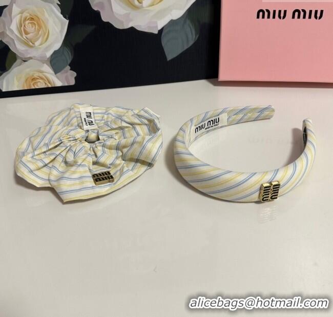 Super Quality Miu Miu Striped Hairring and Hair Clip Set 3126 White 2025