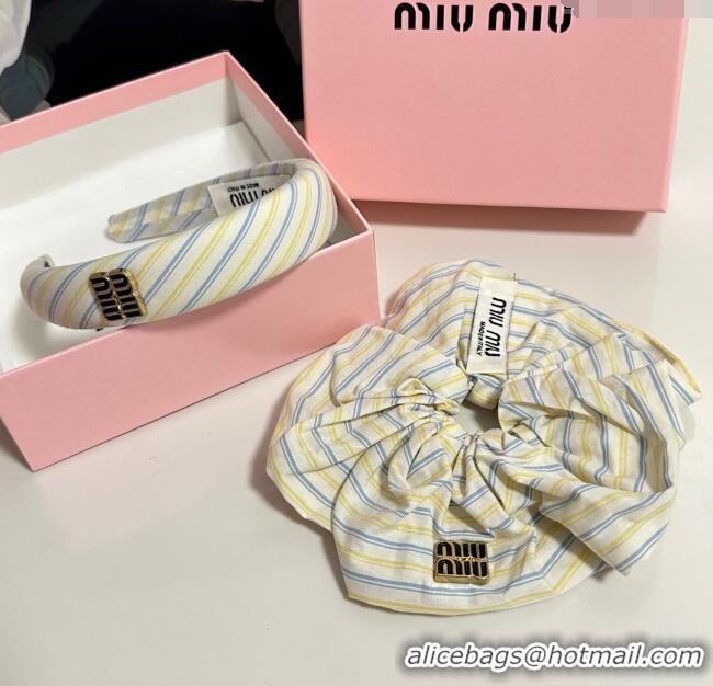 Super Quality Miu Miu Striped Hairring and Hair Clip Set 3126 White 2025