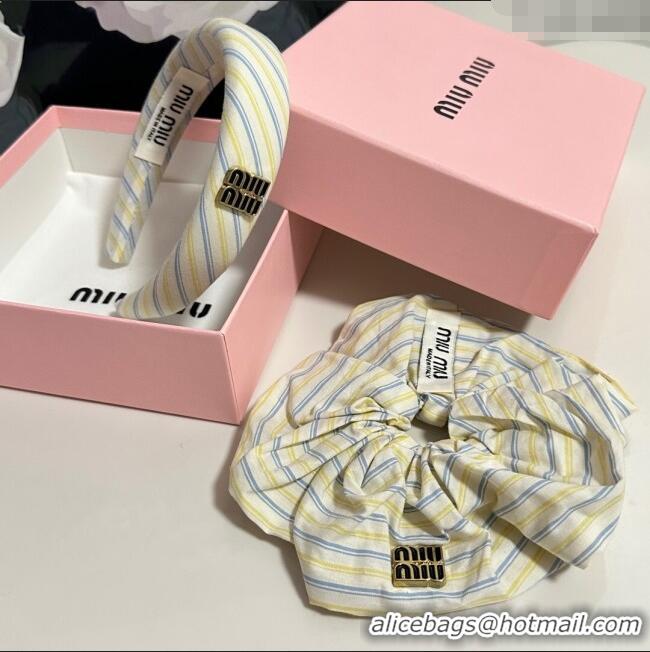 Super Quality Miu Miu Striped Hairring and Hair Clip Set 3126 White 2025