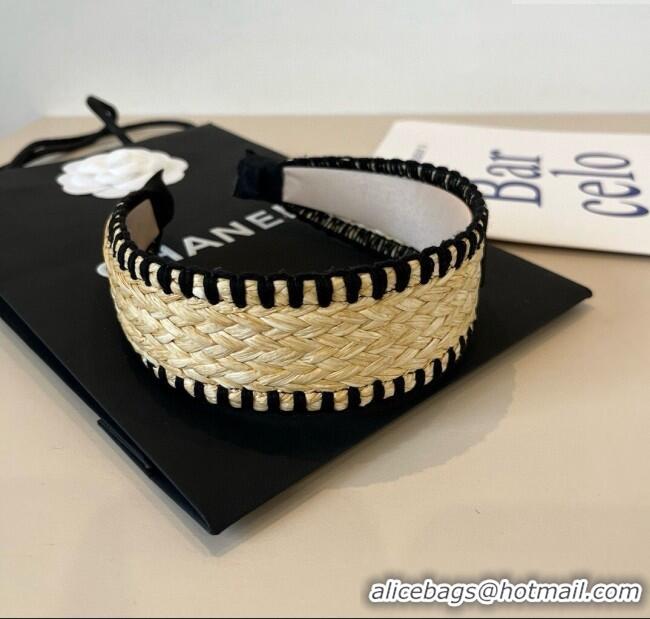Good Looking Miu Miu Straw Headband 0723 Beige/Black 2025
