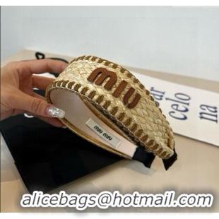 Best Price Miu Miu Straw Headband 0723 Beige/Brown 2025